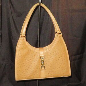 Faux Ostrich Women's Handbag Jackie O Style